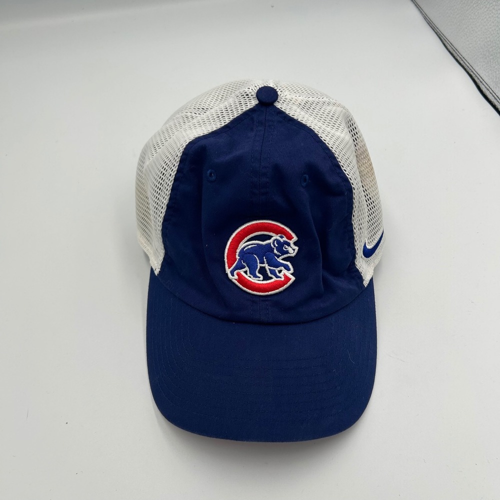 Nike Chicago Cubs Trucker Hat Mens OSFA Blue White Heritage86 Dri-FIT MLB Cap